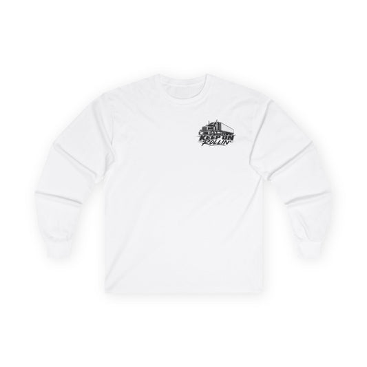 Truck Driver Long Sleeve Tee — “Keep On Rollin'” Graphic Shirt