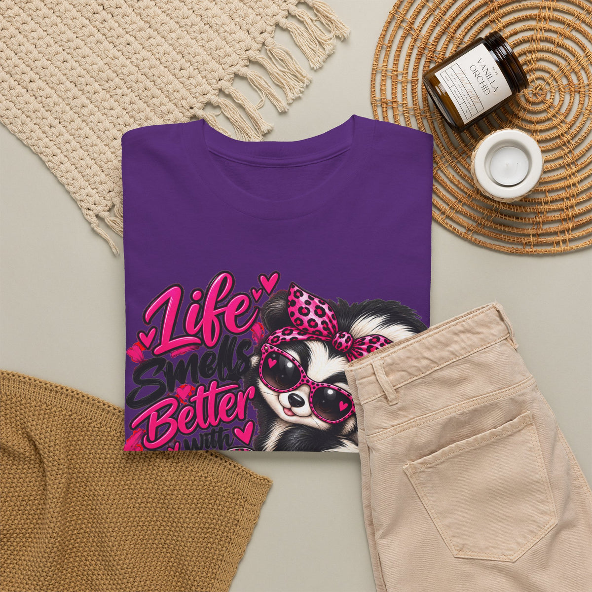 Life Smiles Better with Good Friends Skunk Graphic T-Shirt