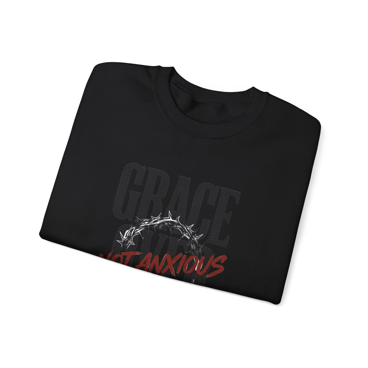 Grace Over Fear Crewneck Sweatshirt | Christian Streetwear, Distressed Typography
