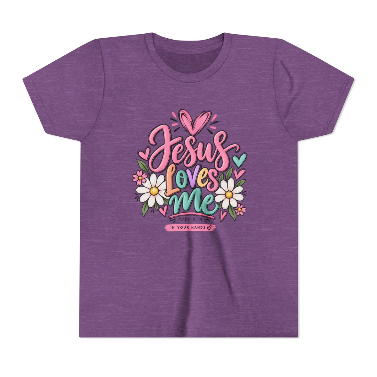Youth Tee — "Jesus Loves Me" Floral Christian Kids T-Shirt