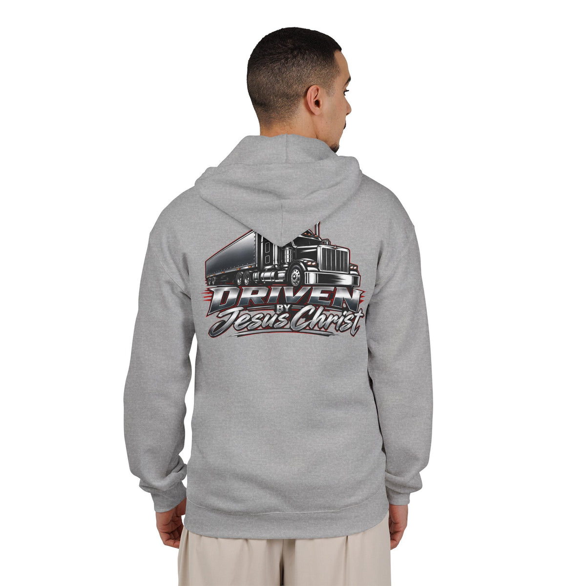 Driven by Jesus Christ Hoodie — Christian Trucker Full-Zip Sweatshirt