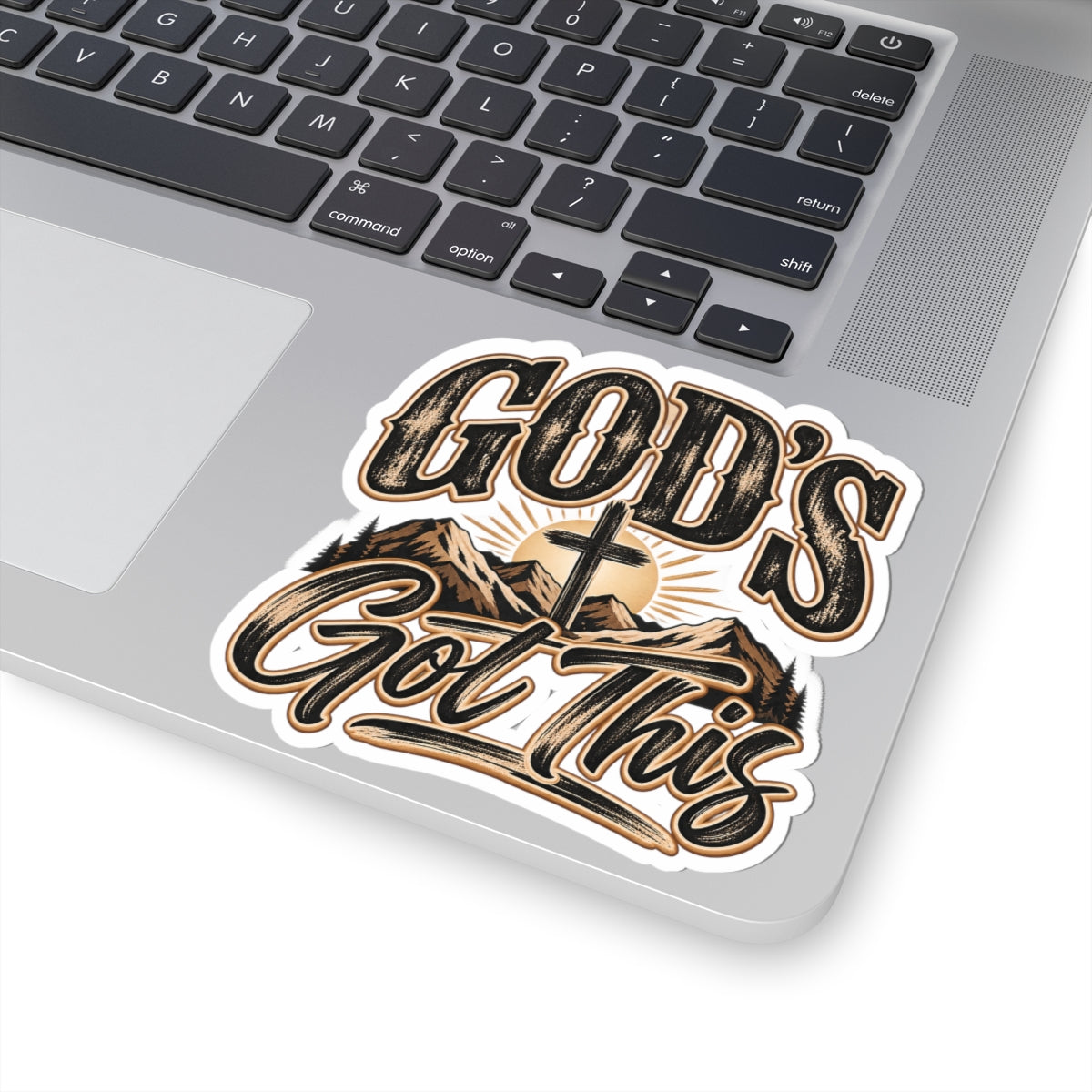 God's Got This Christian Sticker — Faith Cross Mountain Kiss-Cut Decal