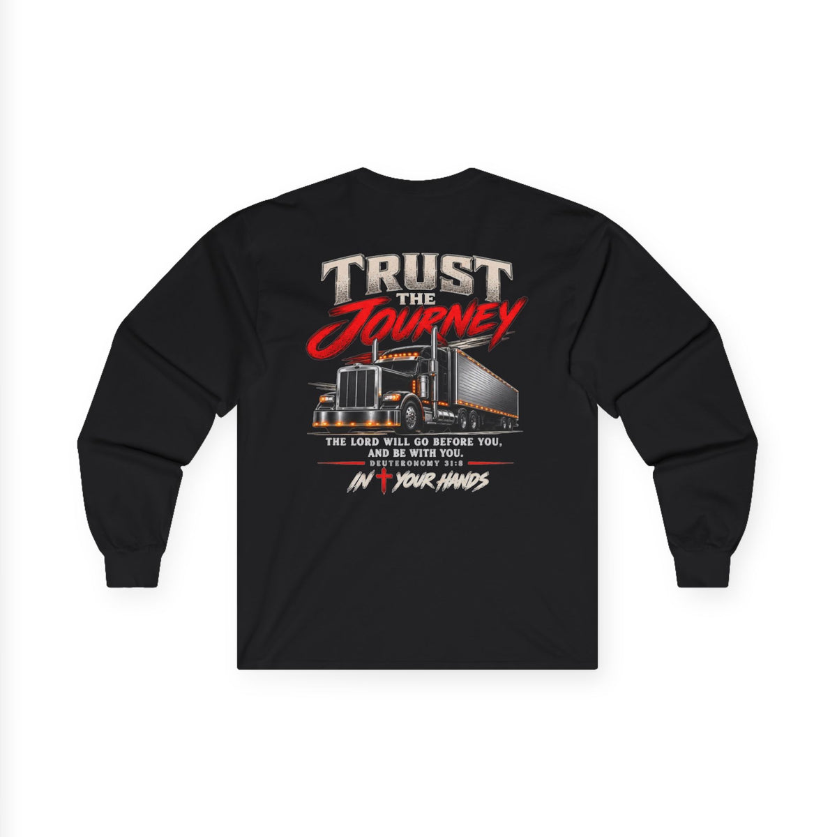 Trust the Journey Long Sleeve Tee — Christian Trucker Graphic Shirt