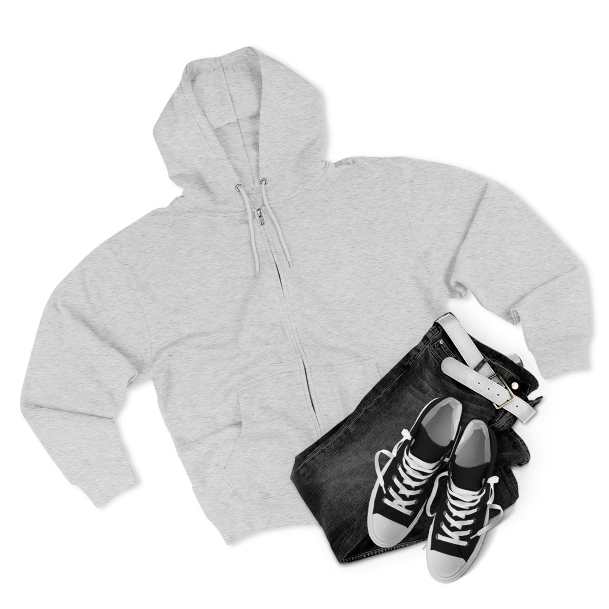 Zip Hoodie — "In Your Hands" Cross Emblem Christian Faith Zip-Up