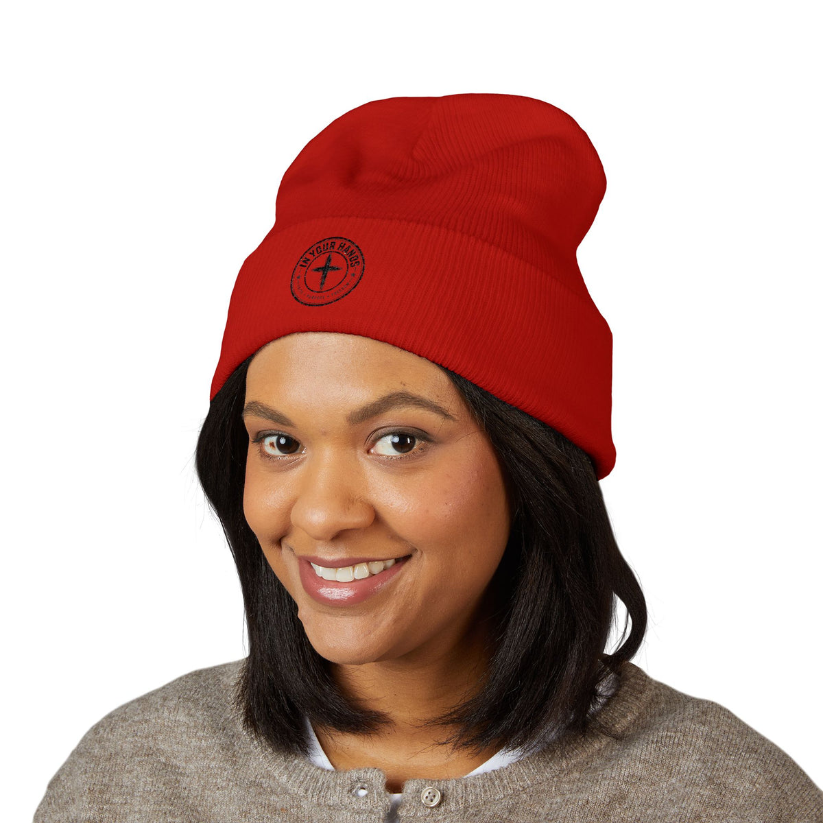 Embroidered Cuffed Beanie "Fix Your Habits" – Warm Knit Winter Hat