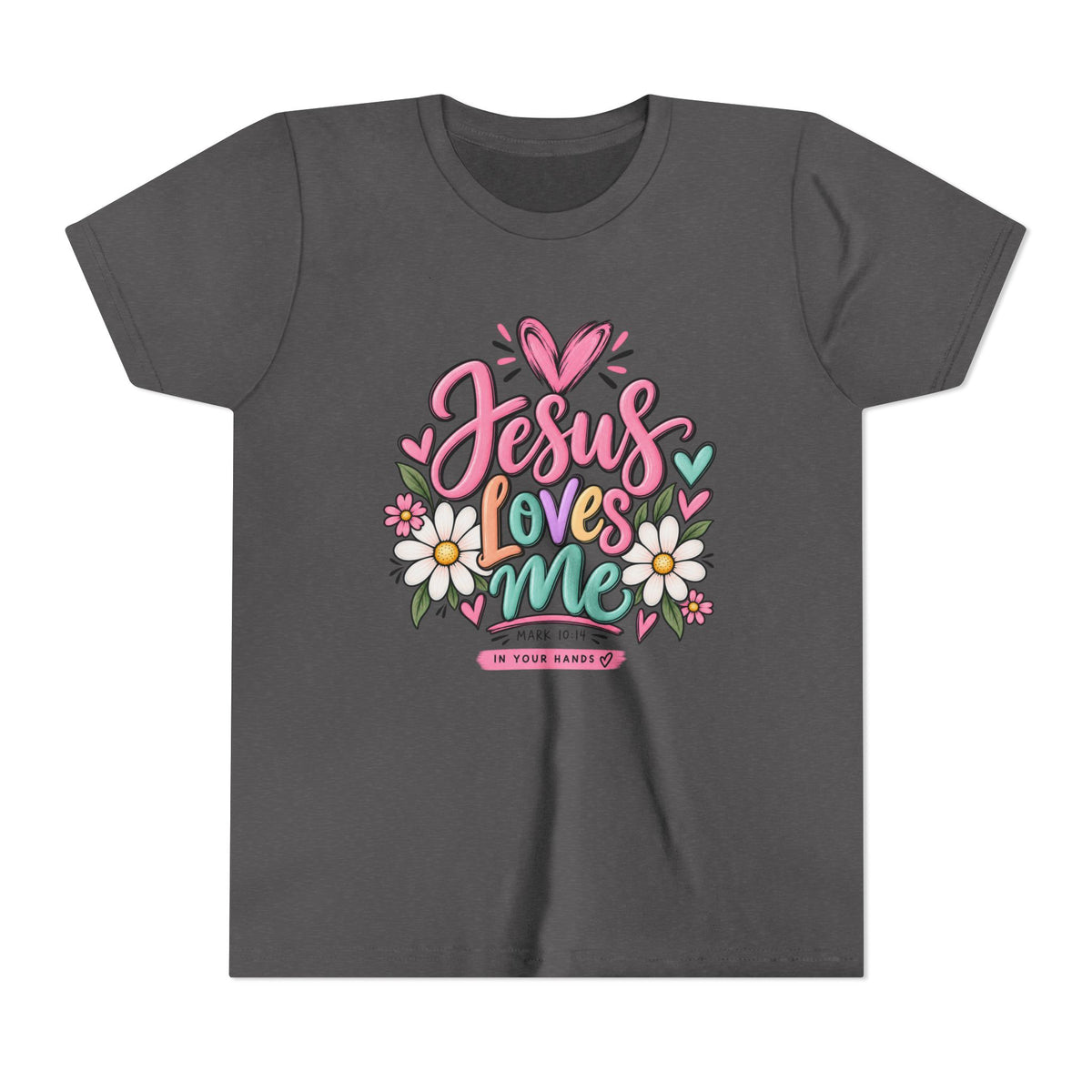 Youth Tee — "Jesus Loves Me" Floral Christian Kids T-Shirt