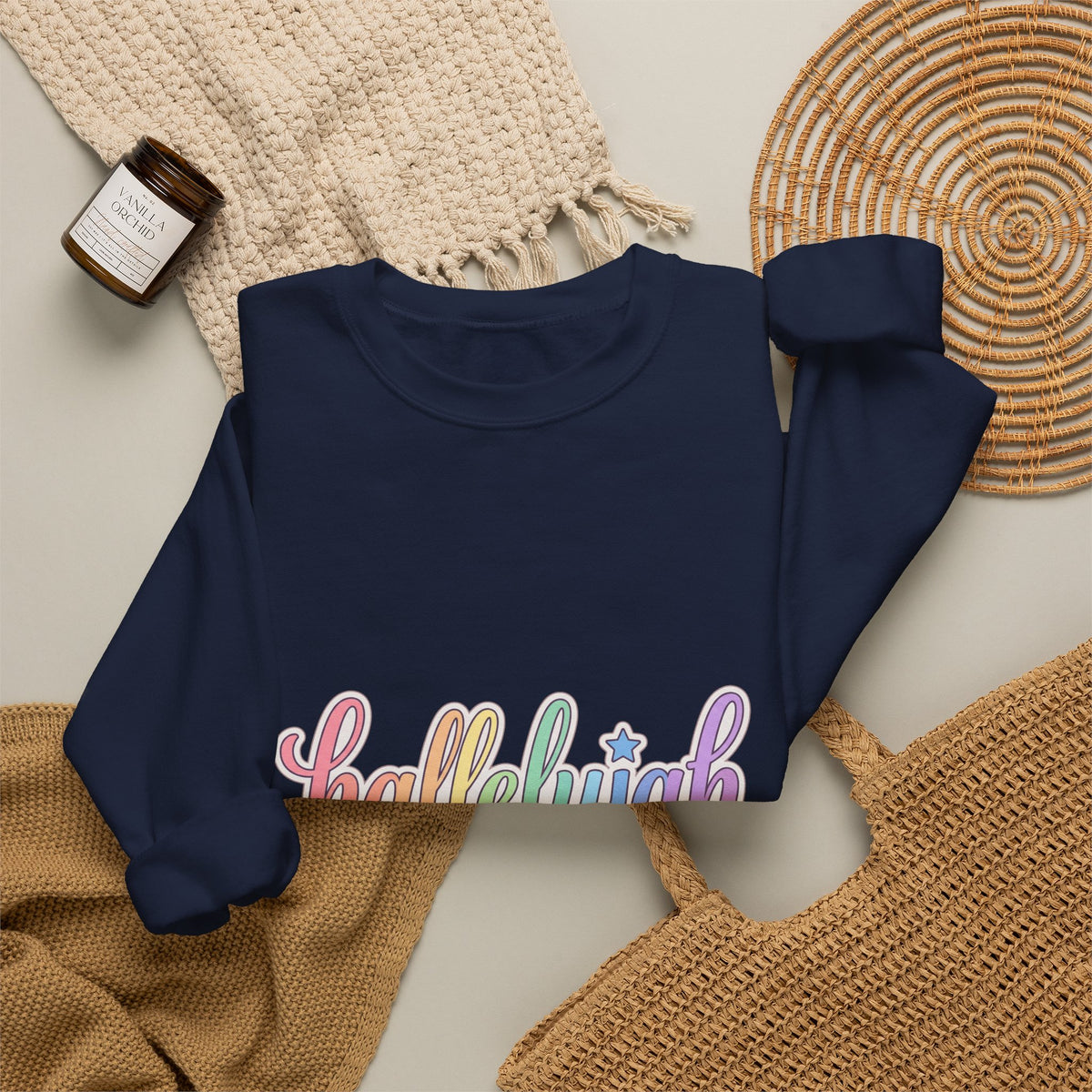 Hallelujah Script Rainbow Crewneck Sweatshirt | Everything Hallelujah