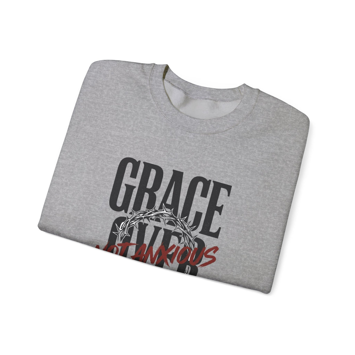 Grace Over Fear Crewneck Sweatshirt | Christian Streetwear, Distressed Typography