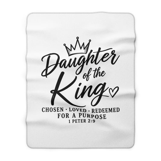 Daughter of the King Sherpa Fleece Blanket — Inspirational Christian Throw (1 Peter 2:9)