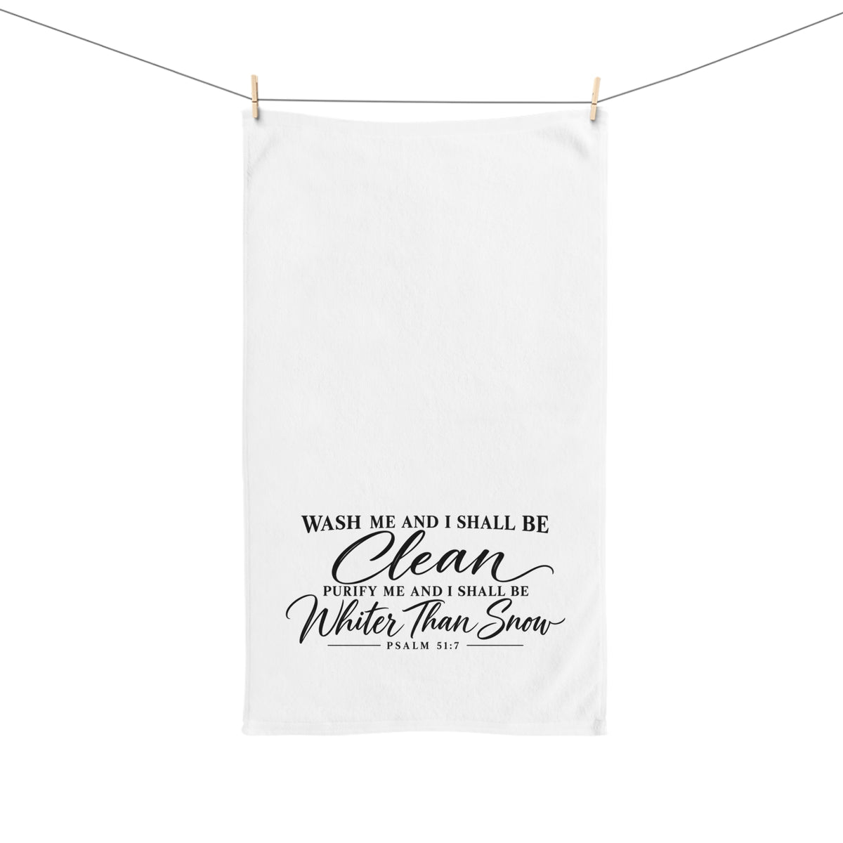 Hand Towel — "Wash Me and I Shall Be Clean" Faith Scripture Kitchen Towel (Psalm 51:7)