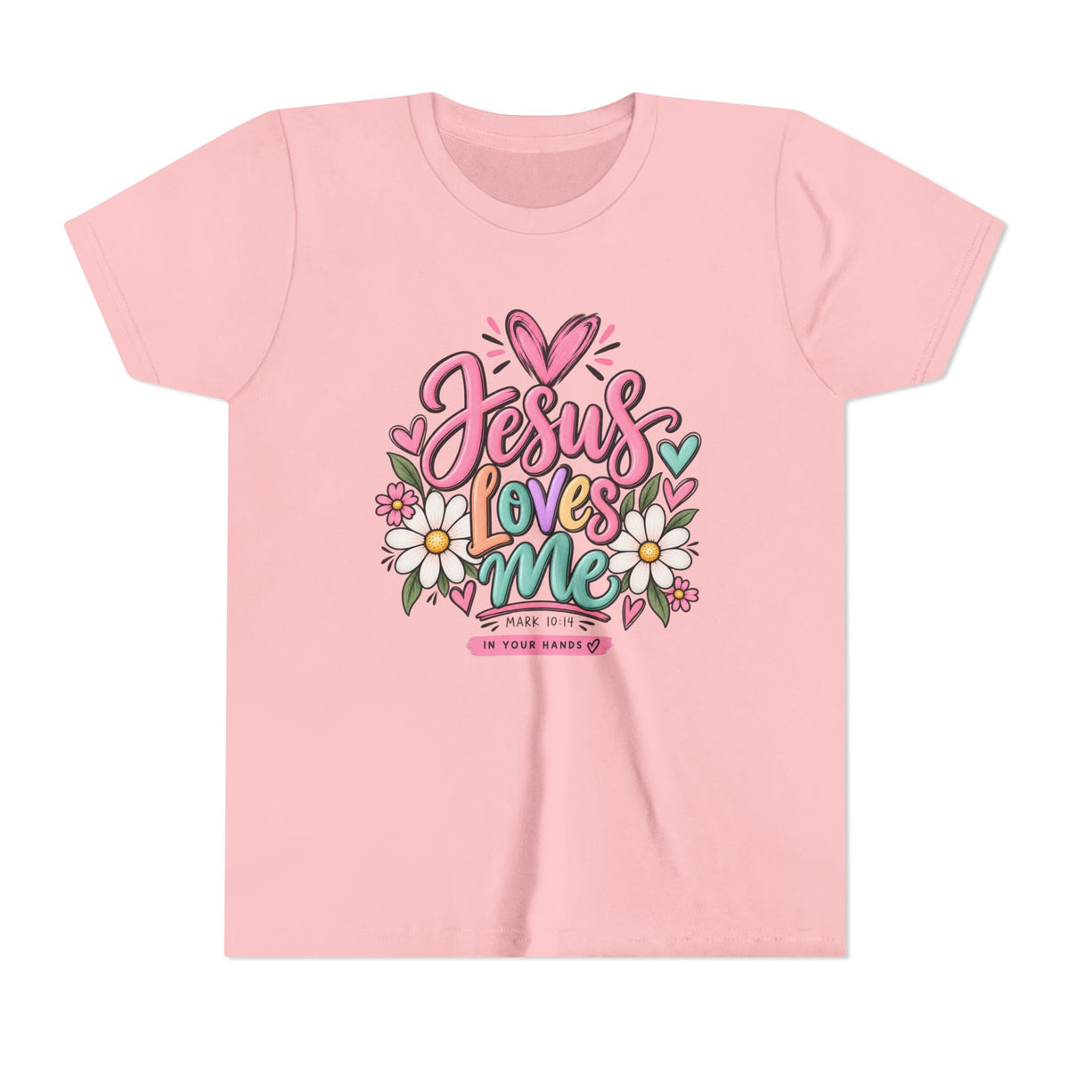 Youth Tee — "Jesus Loves Me" Floral Christian Kids T-Shirt