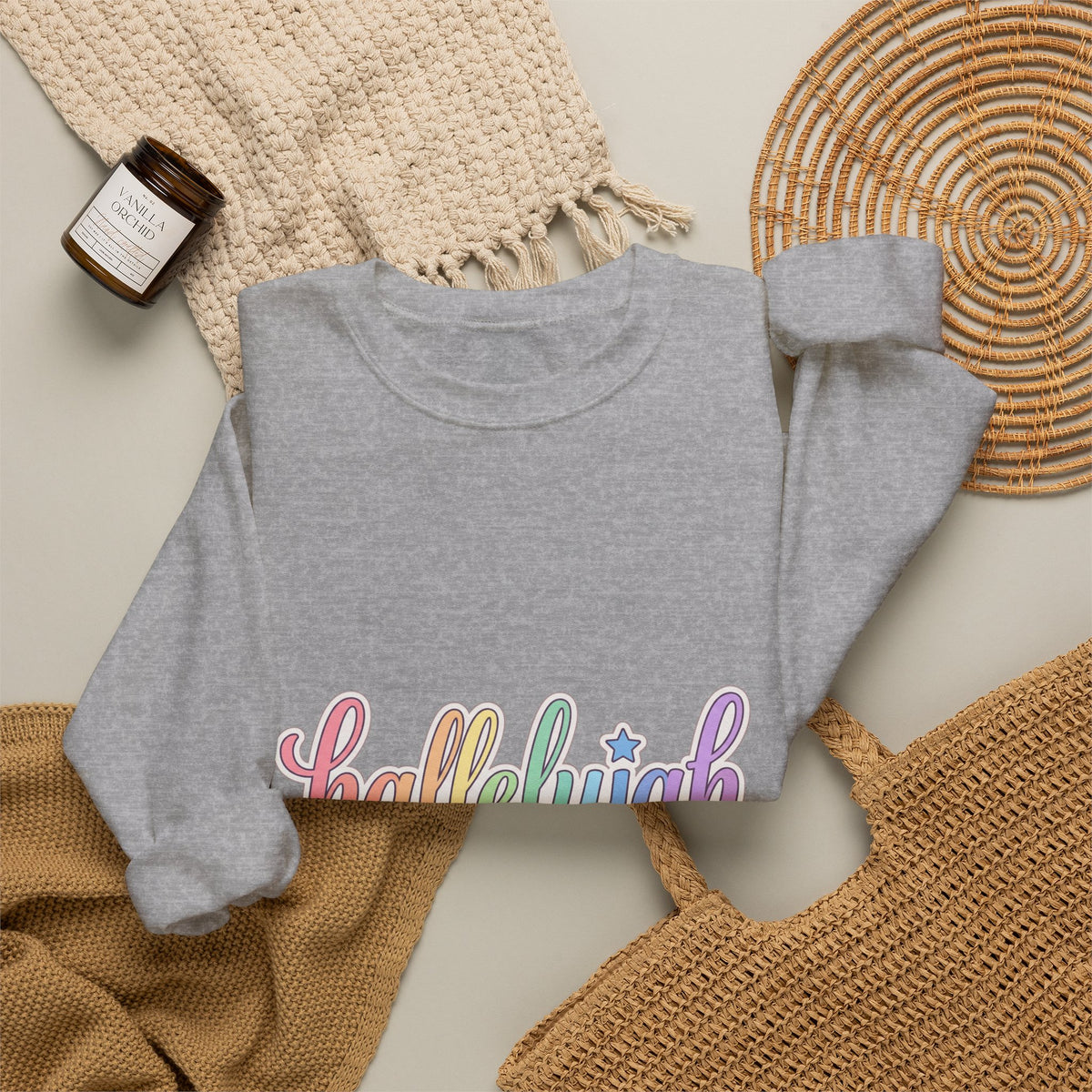 Hallelujah Script Rainbow Crewneck Sweatshirt | Everything Hallelujah