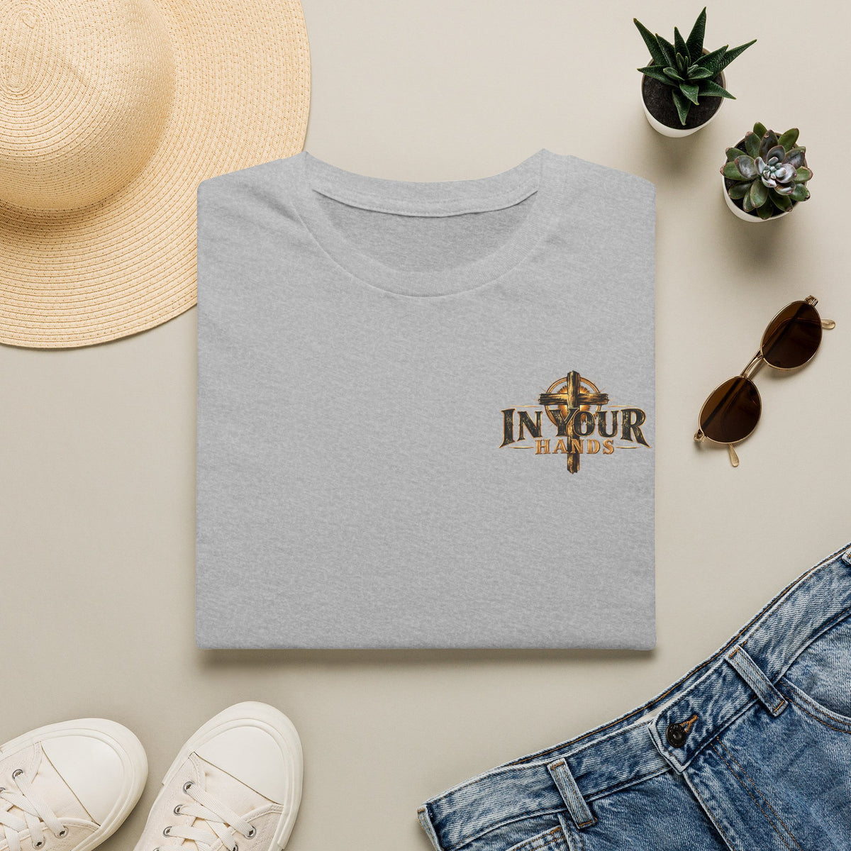 Christian 'In Your Hands' Cross T-Shirt – Faith-Inspired Casual Tee