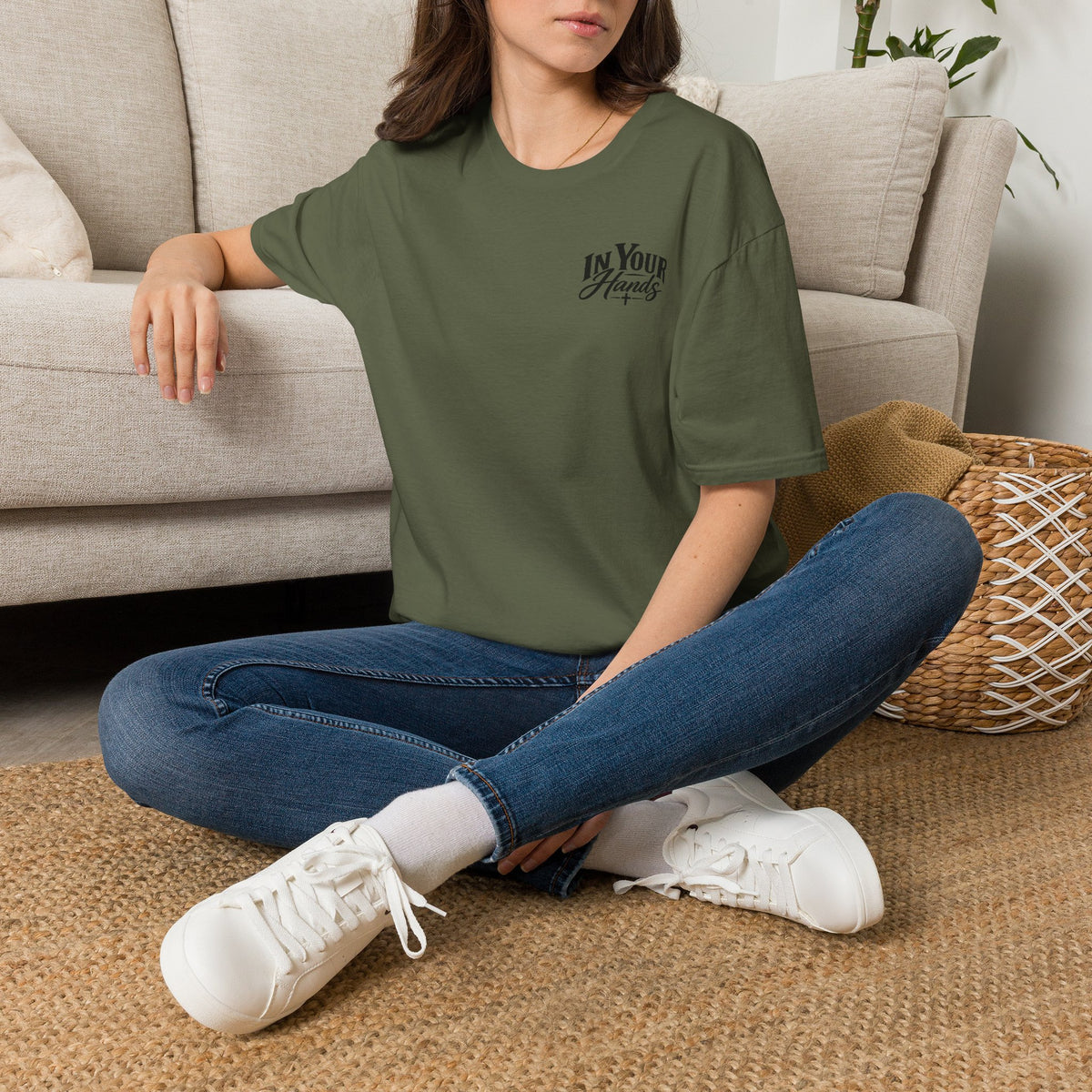 In Your Hands Tee — Minimal Chest Logo Graphic T-Shirt