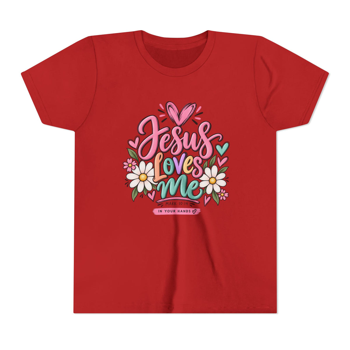 Youth Tee — "Jesus Loves Me" Floral Christian Kids T-Shirt