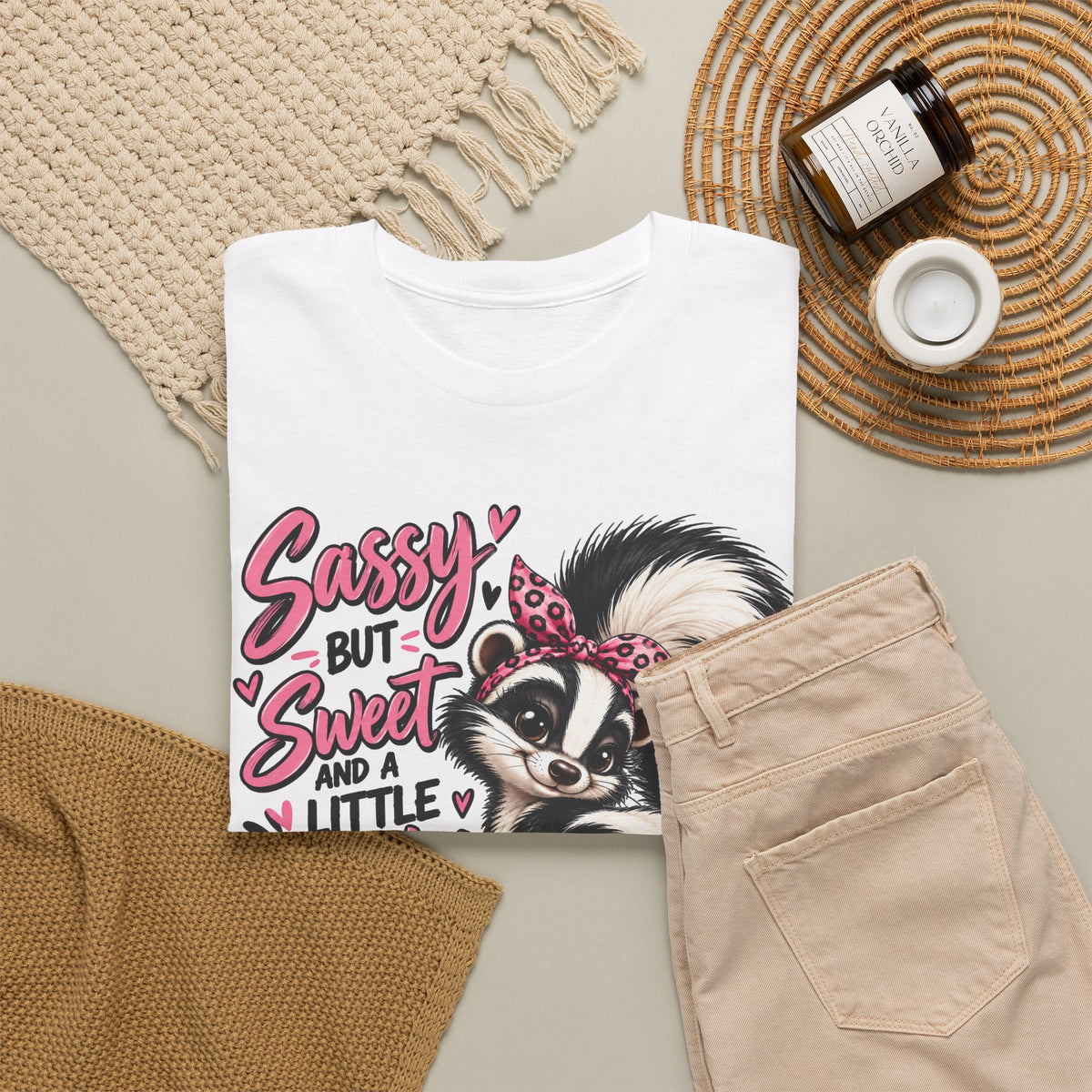 Skunk Tee - "Sassy But Sweet and a Little Stinky" Cute Floral Graphic Shirt