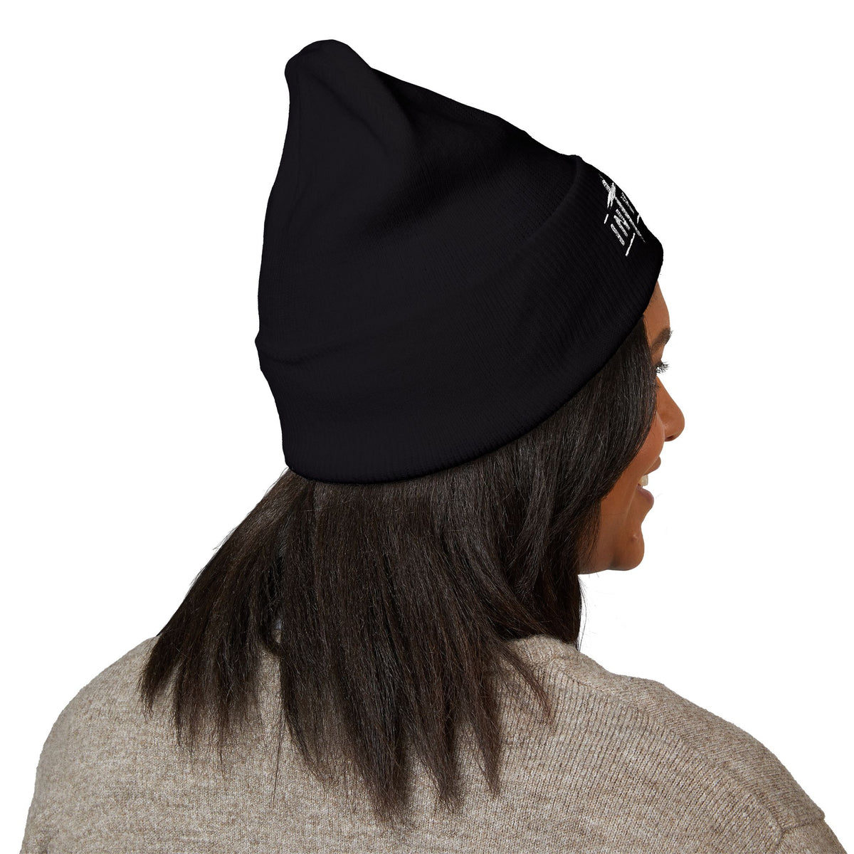 Embroidered 'In Your Hands' Cuffed Beanie - Knit Winter Hat