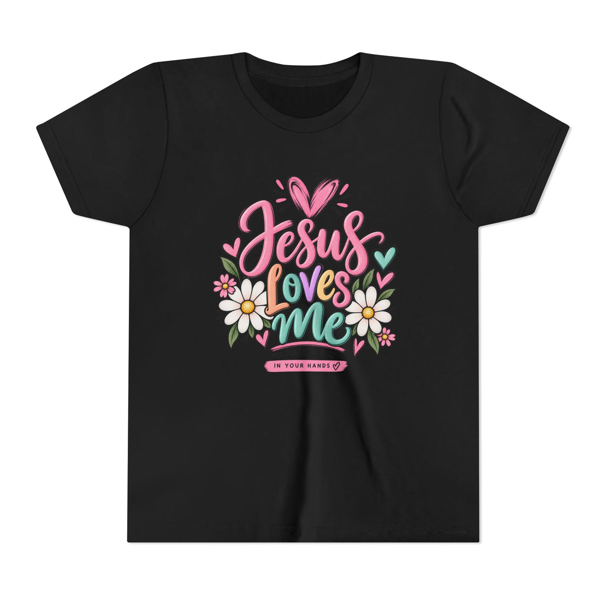 Youth Tee — "Jesus Loves Me" Floral Christian Kids T-Shirt