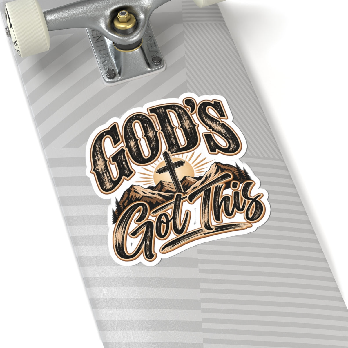 God's Got This Christian Sticker — Faith Cross Mountain Kiss-Cut Decal