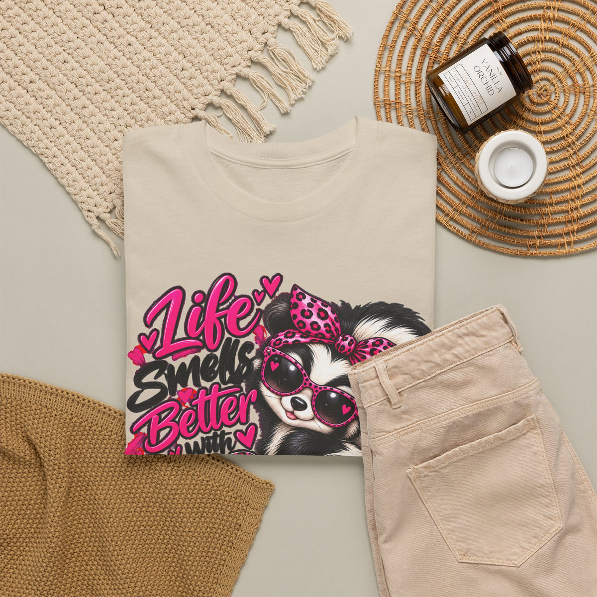 Life Smiles Better with Good Friends Skunk Graphic T-Shirt