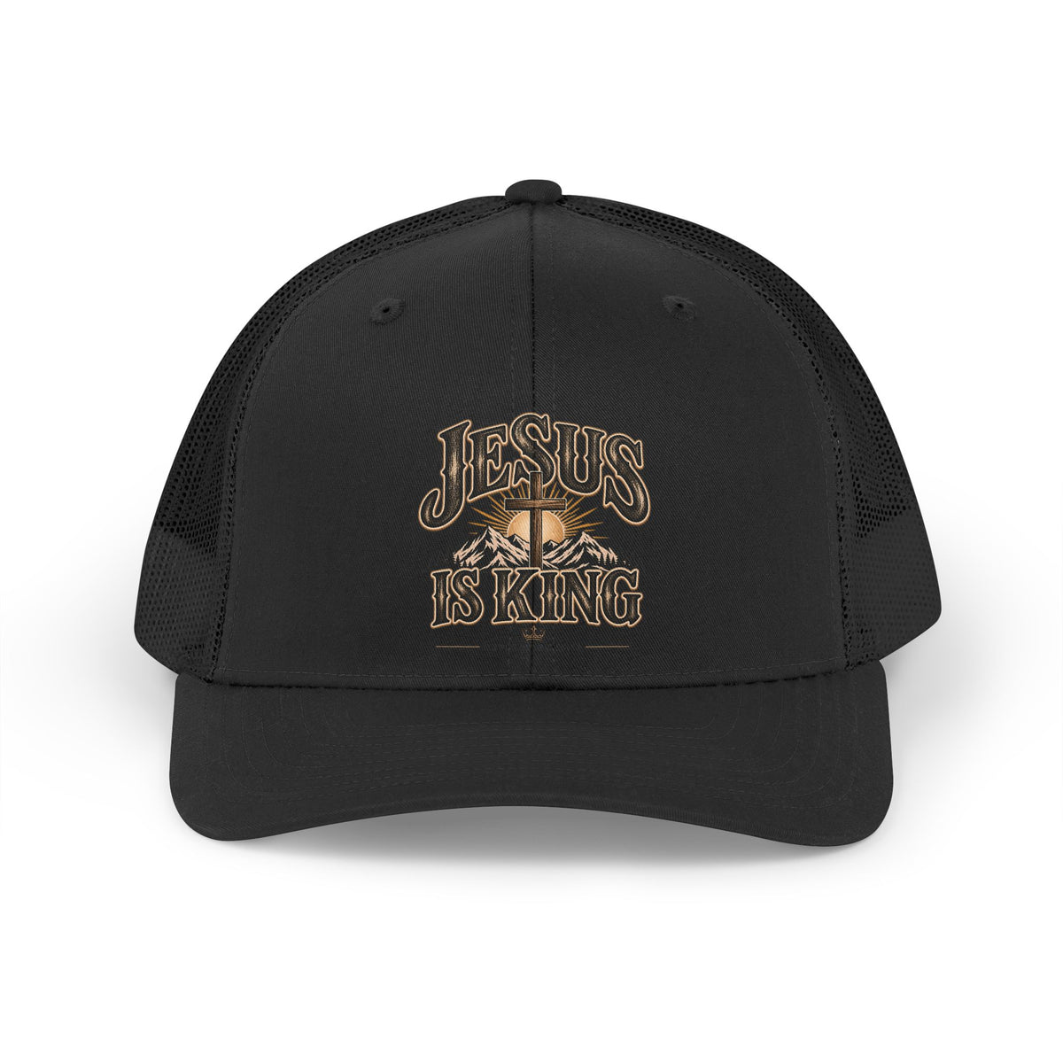 Jesus Is King Retro Trucker Hat — Vintage Christian Baseball Cap
