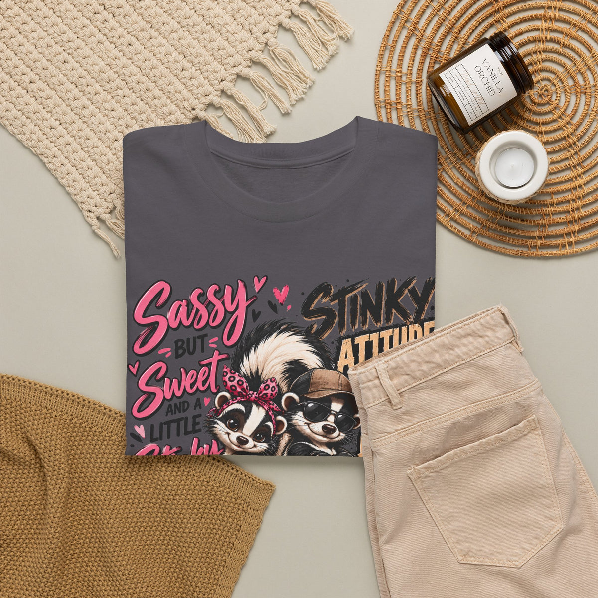 Skunk Graphic Tee — "Sassy but Sweet, Little Stinker" Cute Skunk Shirt