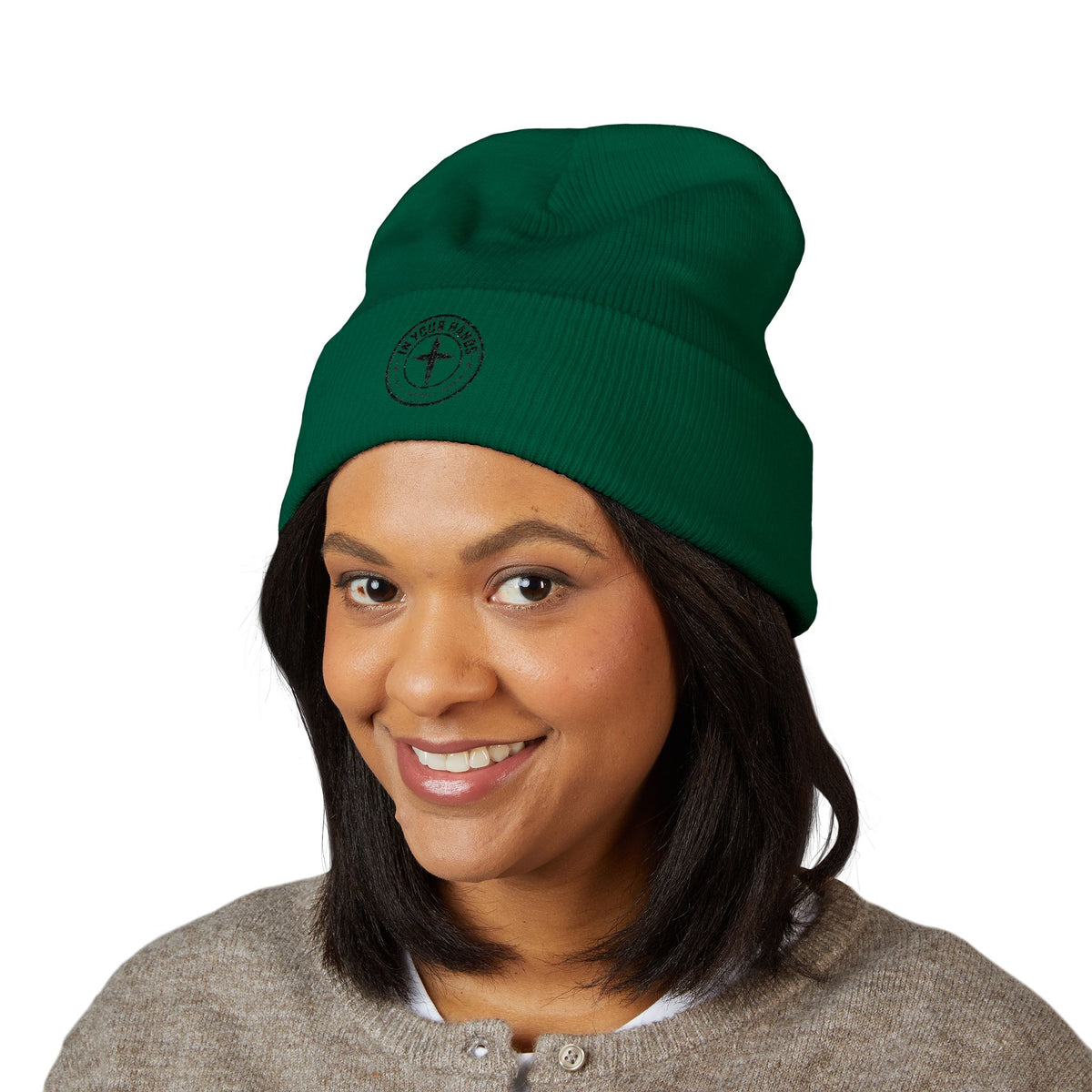 Embroidered Cuffed Beanie "Fix Your Habits" – Warm Knit Winter Hat