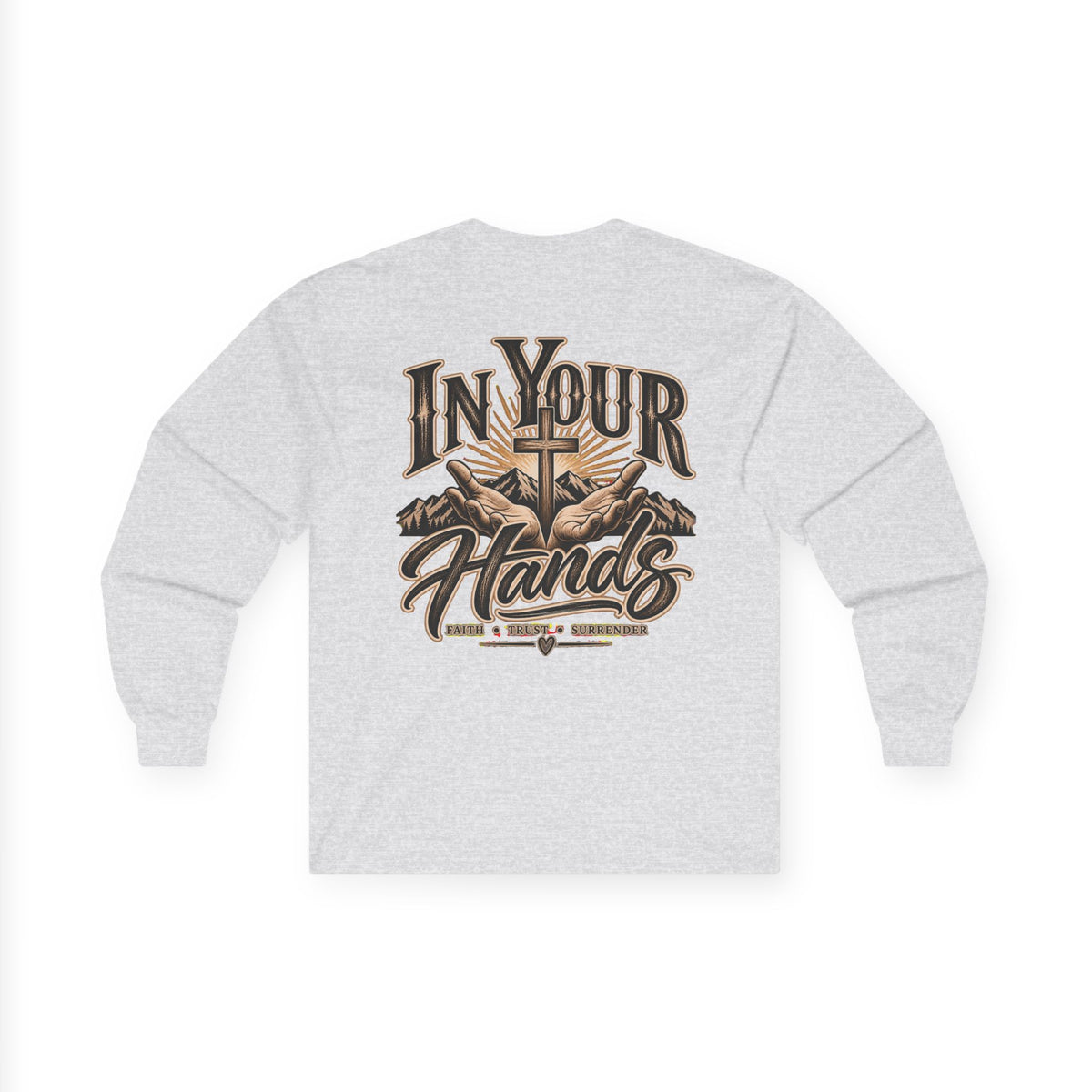 In Your Hands Long Sleeve Tee — Inspirational Christian Cross Shirt