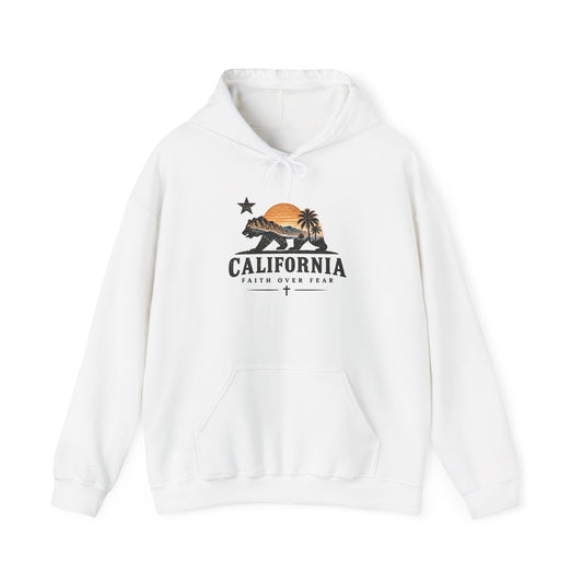 California Sunset Jesus Hoodie – Faith Over Fear Graphic Sweatshirt