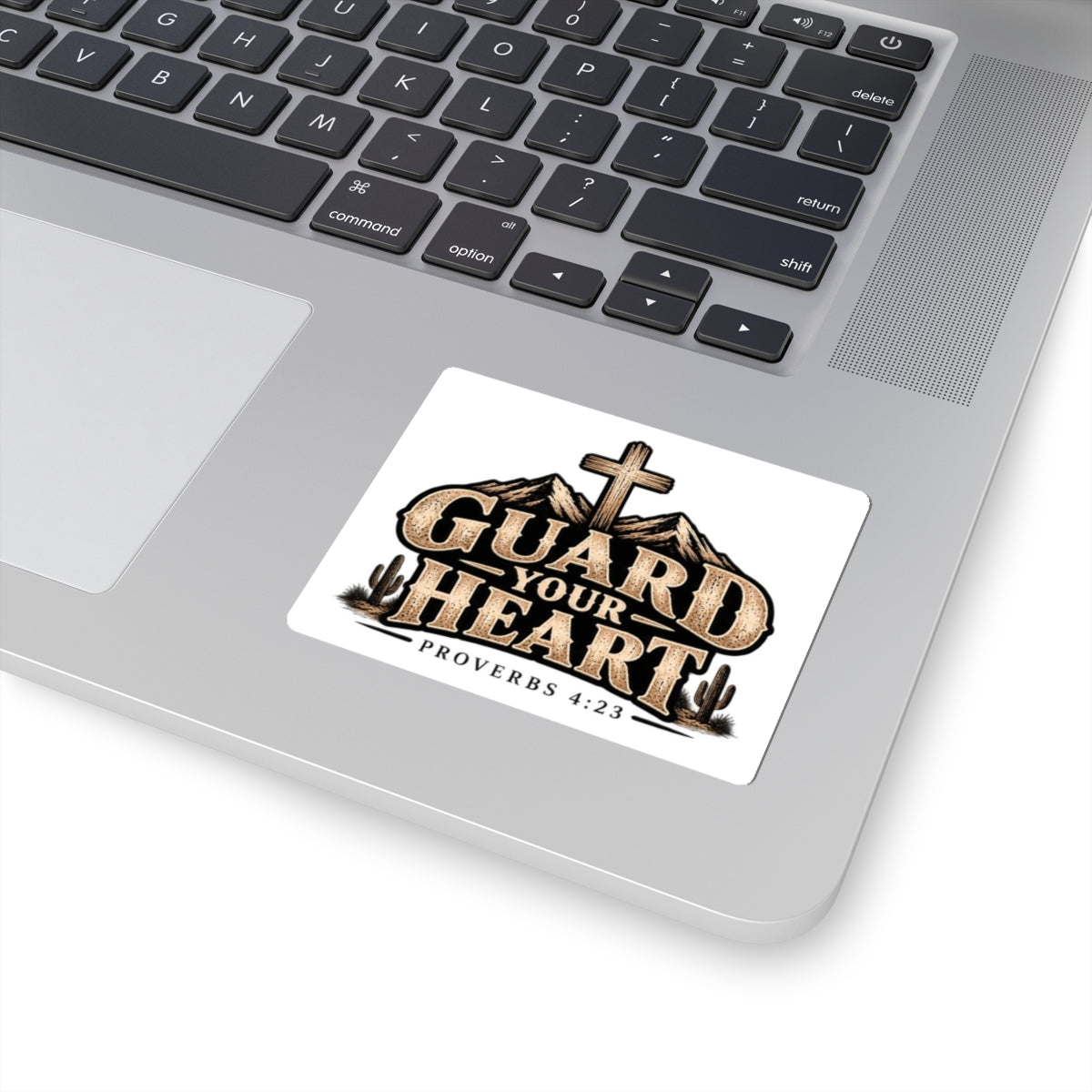 Guard Your Heart Sticker — Proverbs 4:23 Christian Faith Cross Sticker