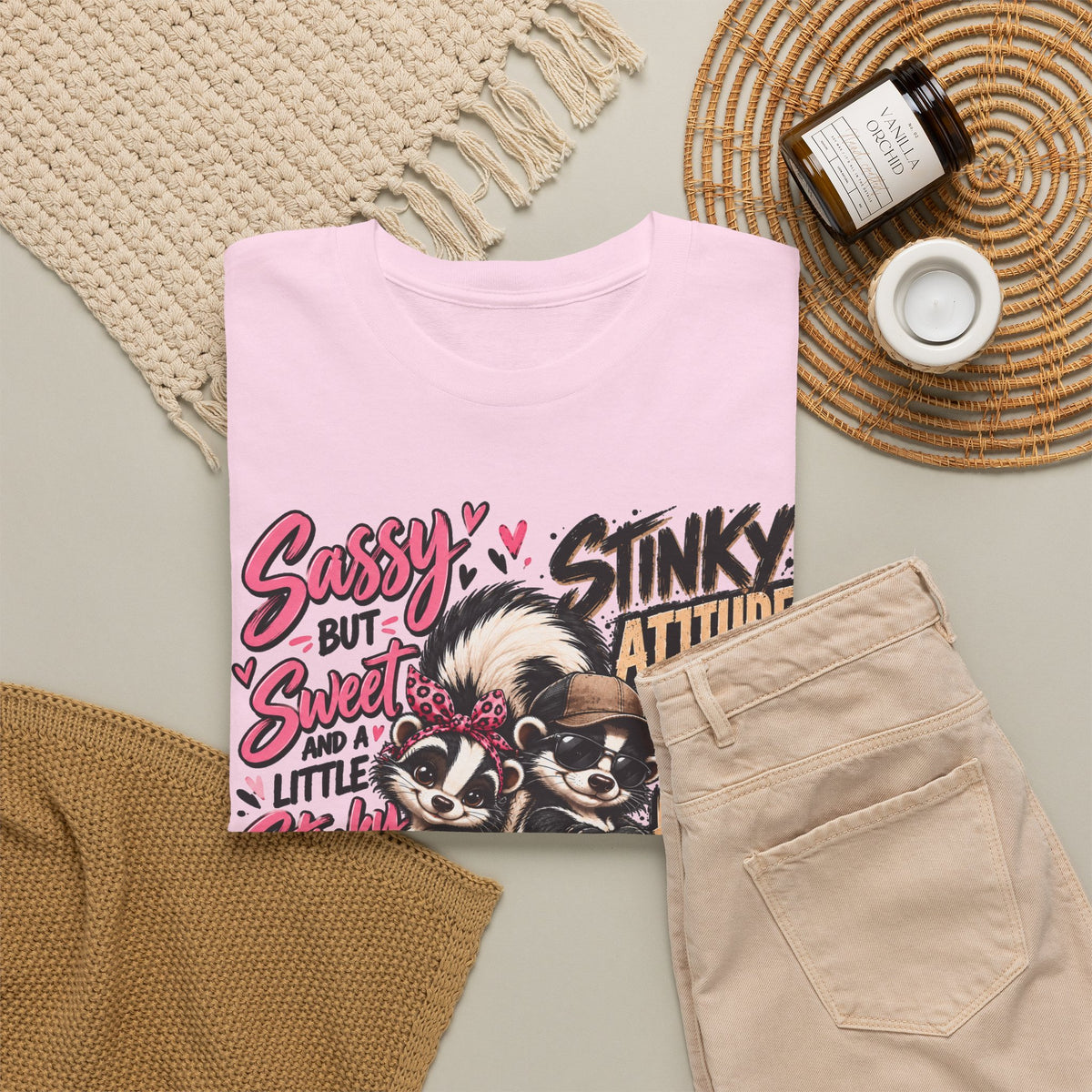 Skunk Graphic Tee — "Sassy but Sweet, Little Stinker" Cute Skunk Shirt