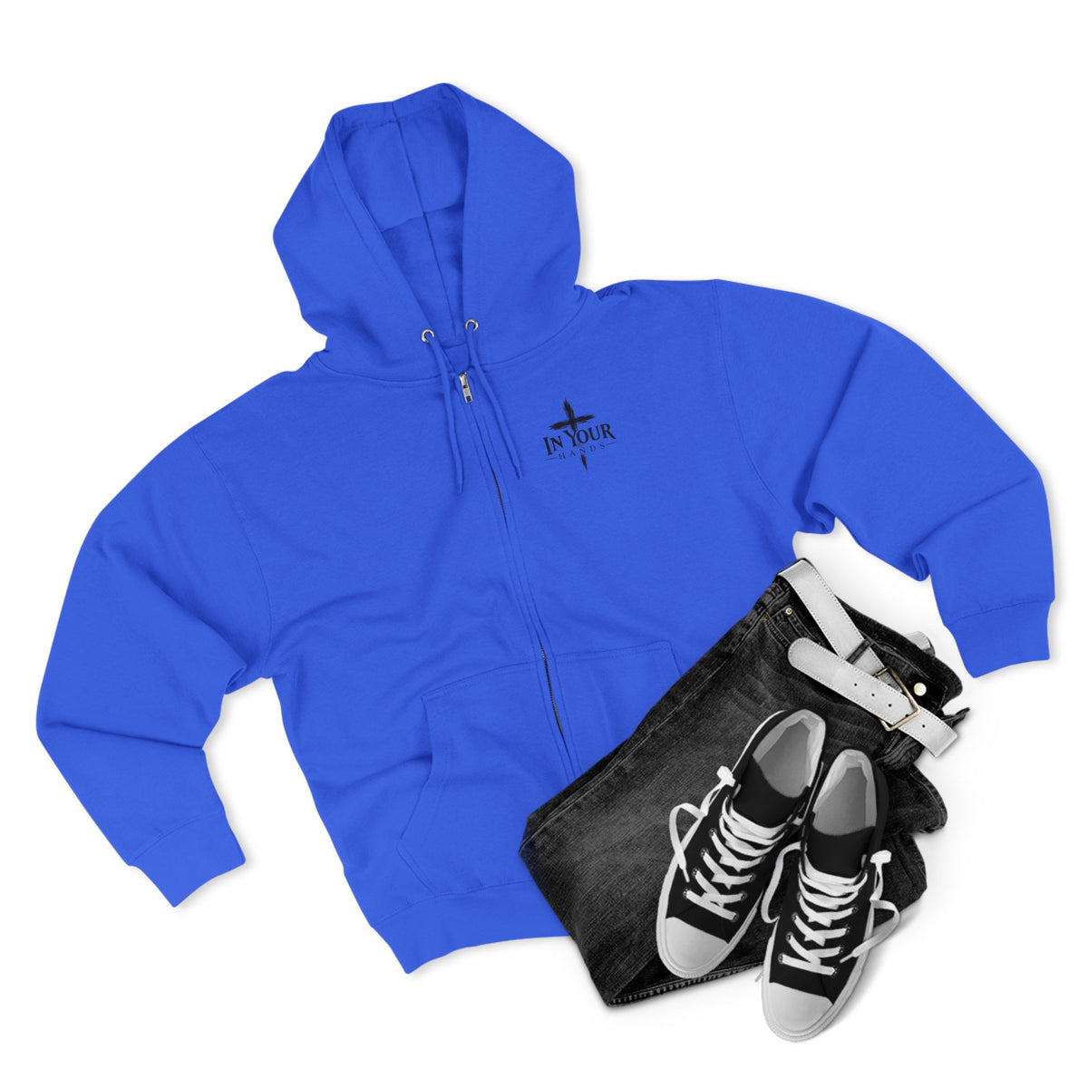 Jesus Is King Zip Hoodie — Christian Faith Pullover with Cross & Mountain Design