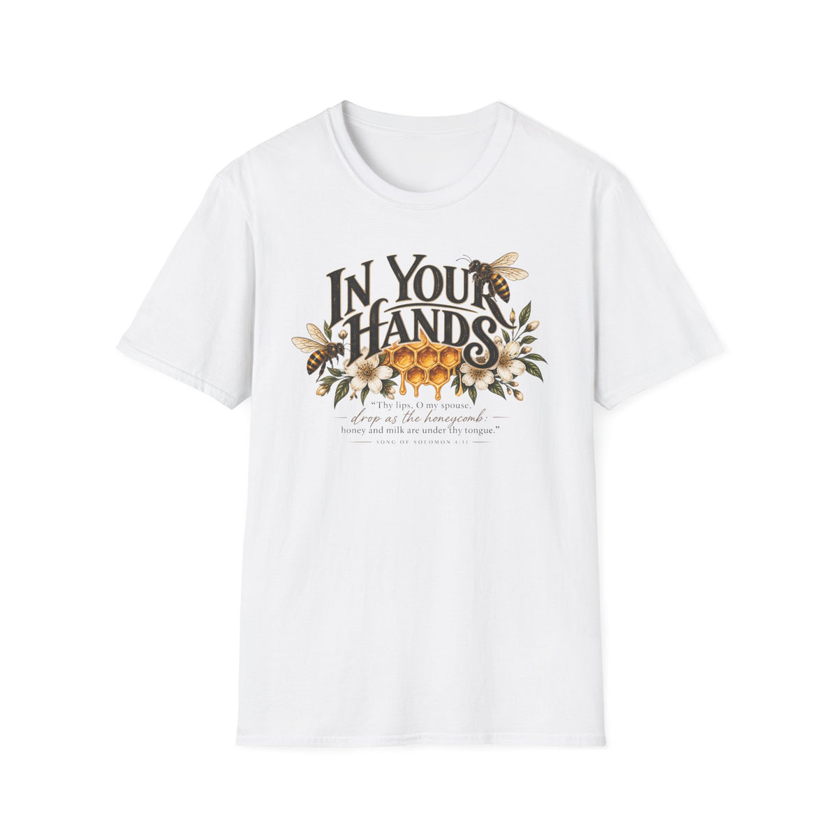 In Your Hands Floral Bee T-Shirt — Honeycomb Nature Graphic Tee
