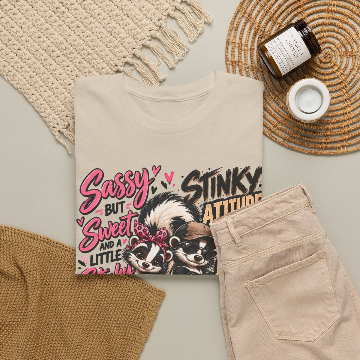 Skunk Graphic Tee — "Sassy but Sweet, Little Stinker" Cute Skunk Shirt