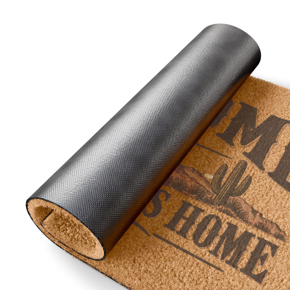 Welcome Doormat - "God Bless This Home" Rustic Cross & Cactus Outdoor Entrance Mat