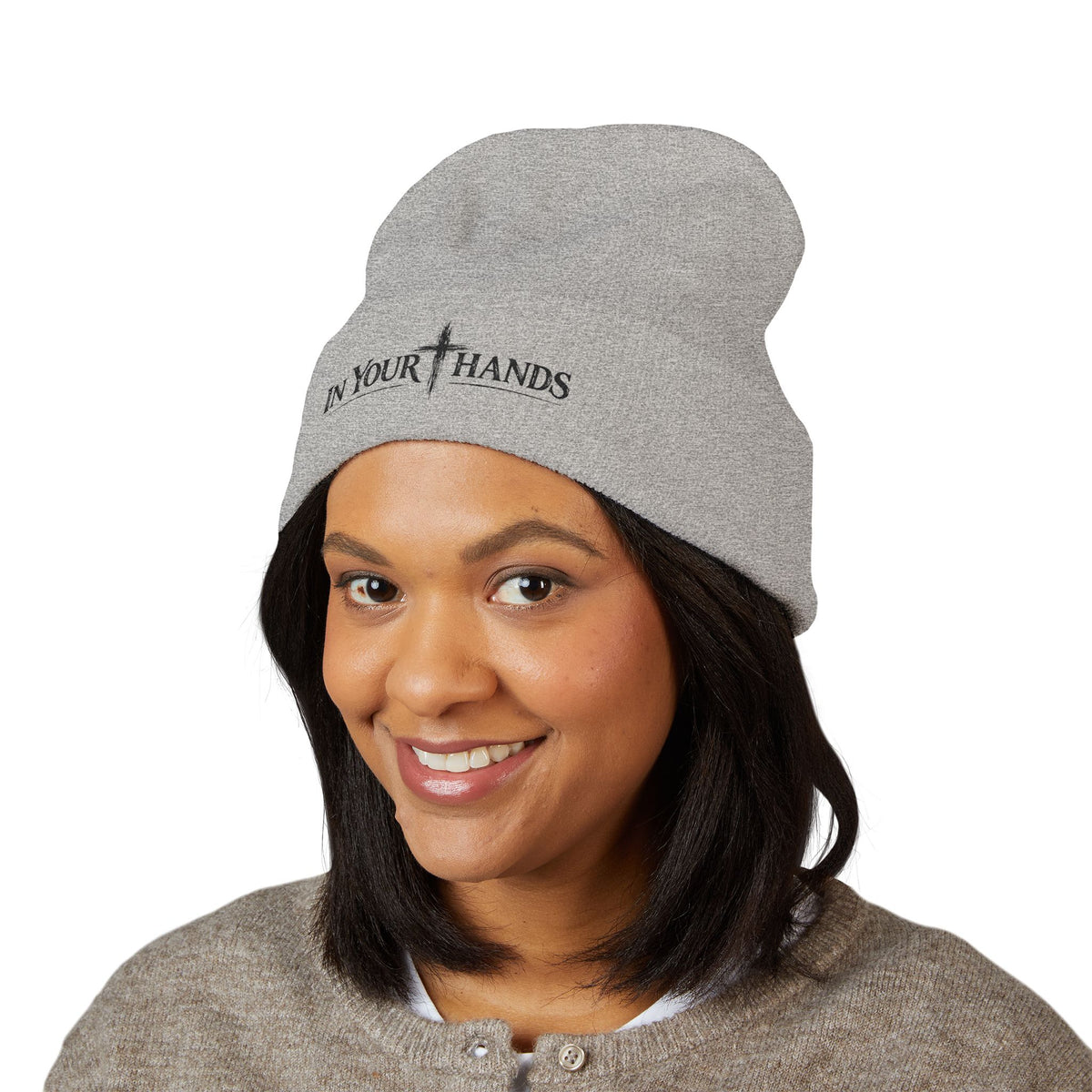 Embroidered 'In Your Hands' Cuffed Beanie