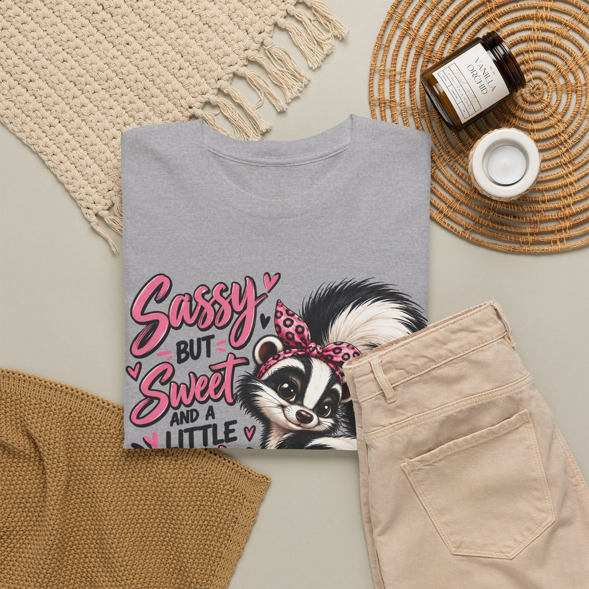 Skunk Tee - "Sassy But Sweet and a Little Stinky" Cute Floral Graphic Shirt