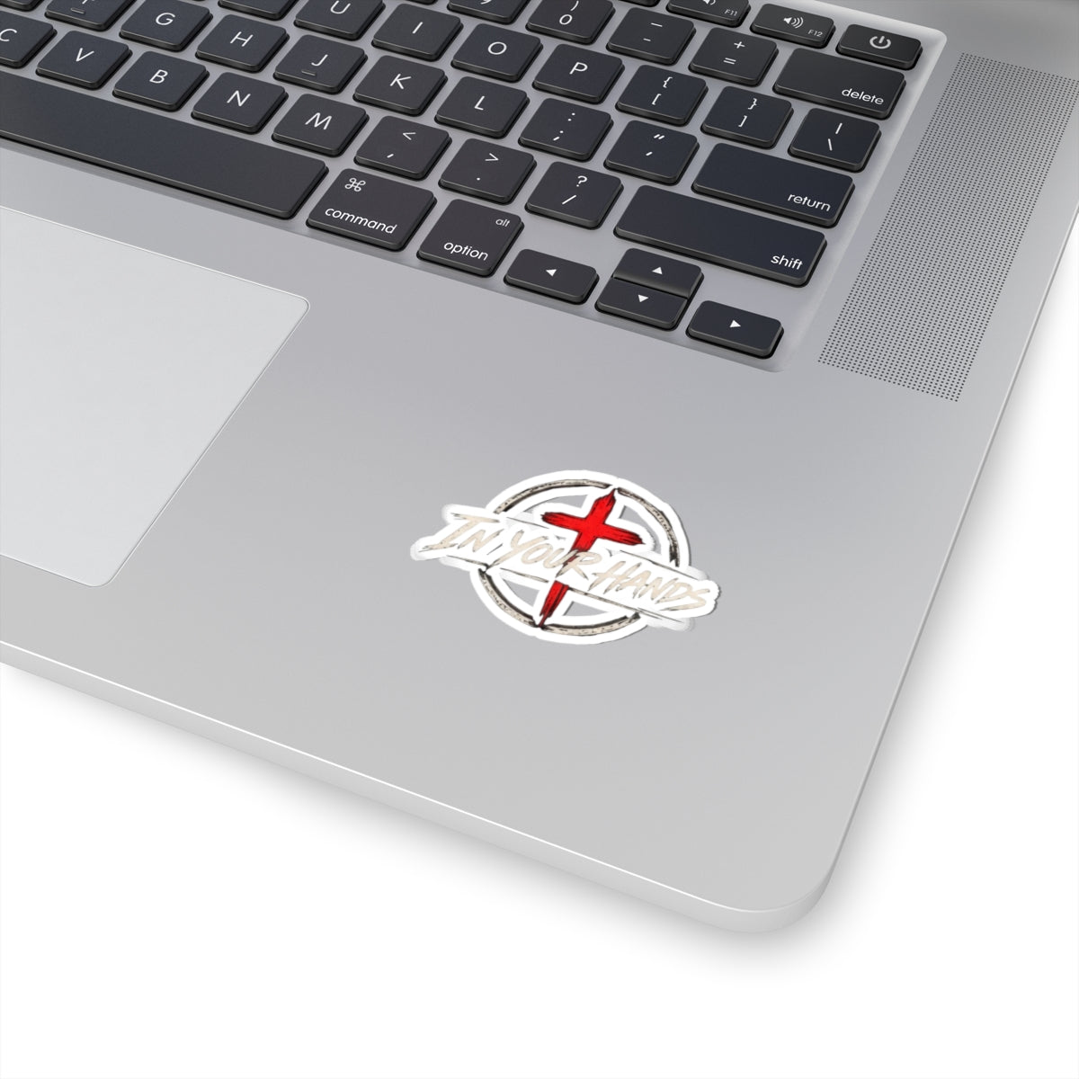In Your Hands Cross Sticker — Christian Faith Kiss-Cut Vinyl Decal