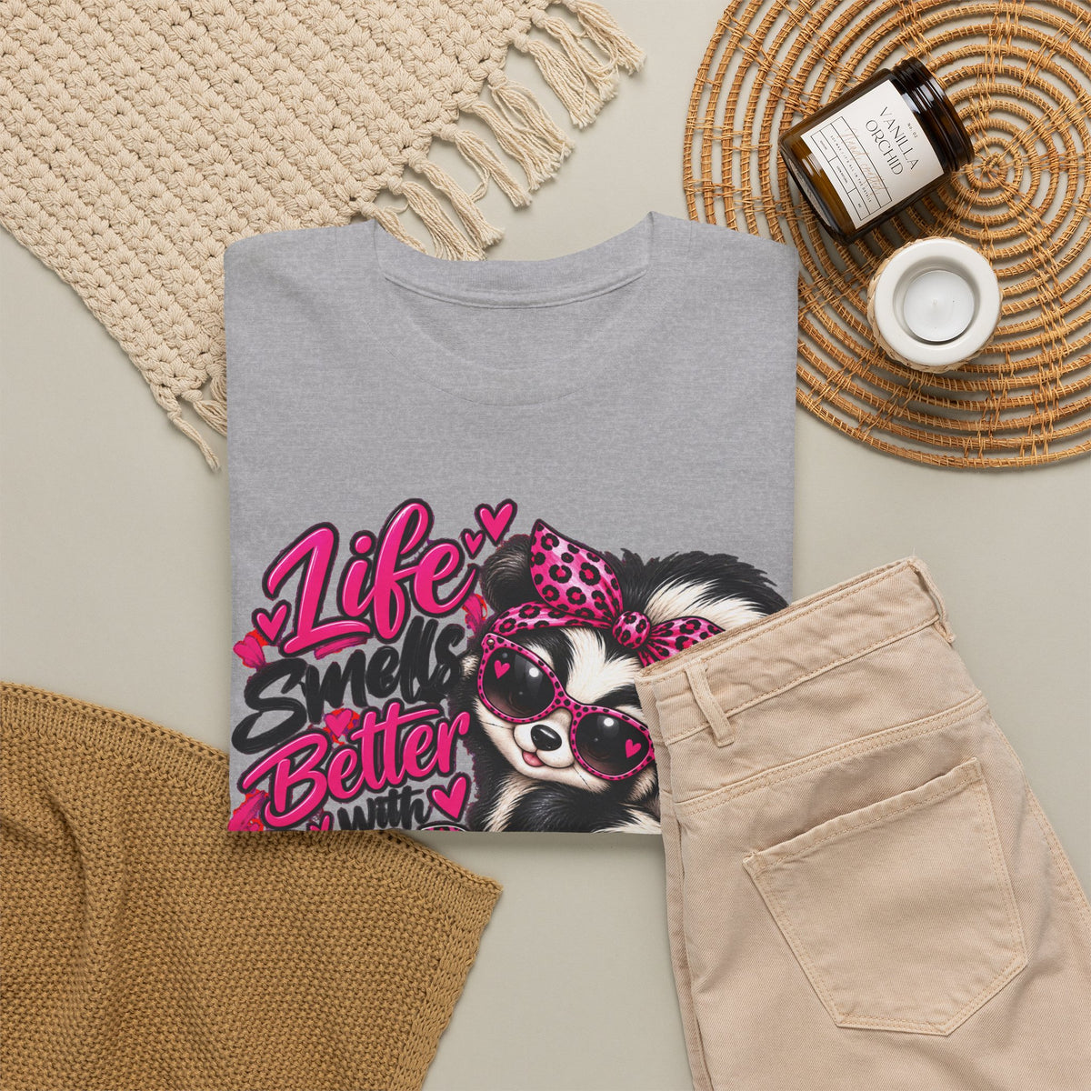 Life Smiles Better with Good Friends Skunk Graphic T-Shirt