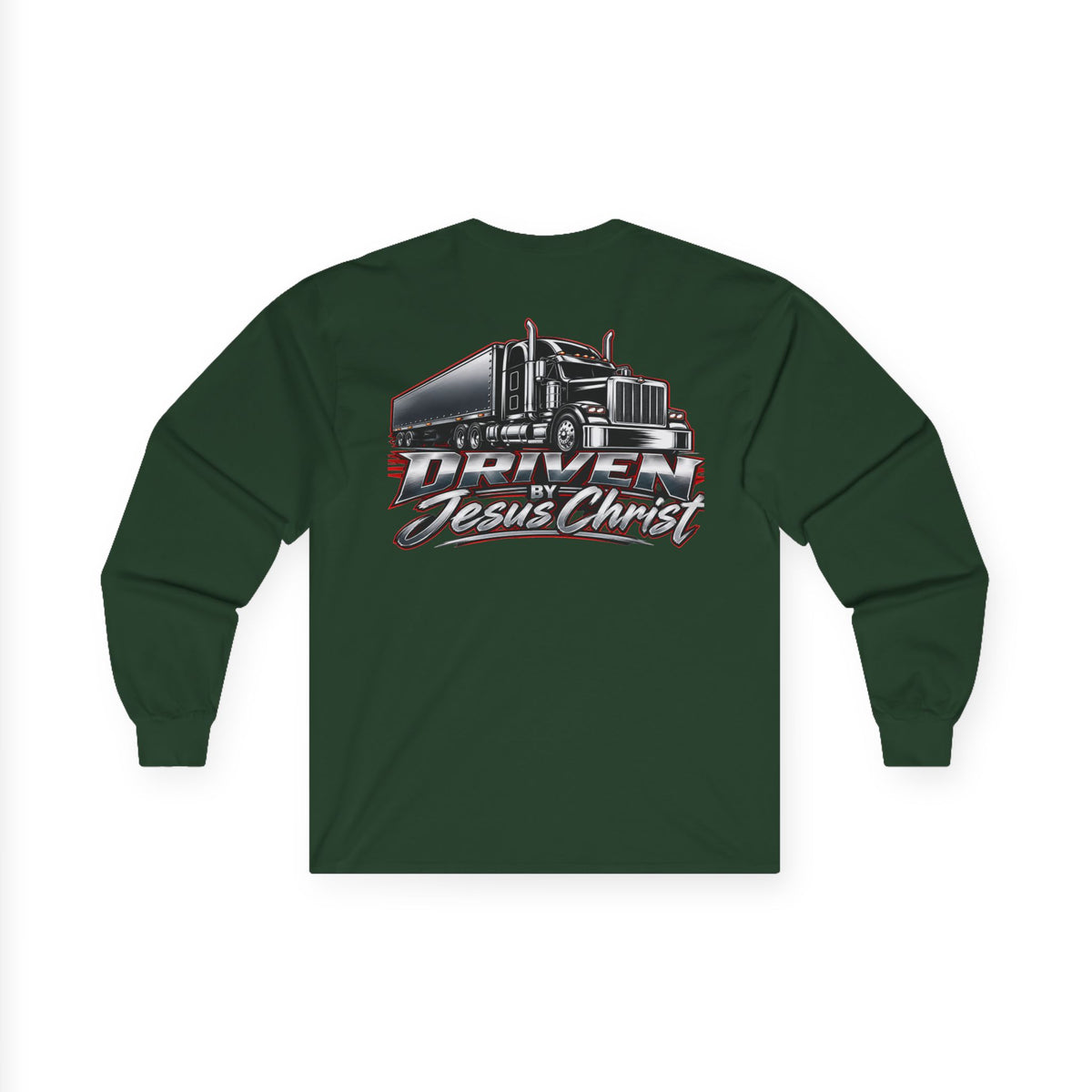 Long Sleeve Tee - Driven by Jesus Christ Trucker Graphic